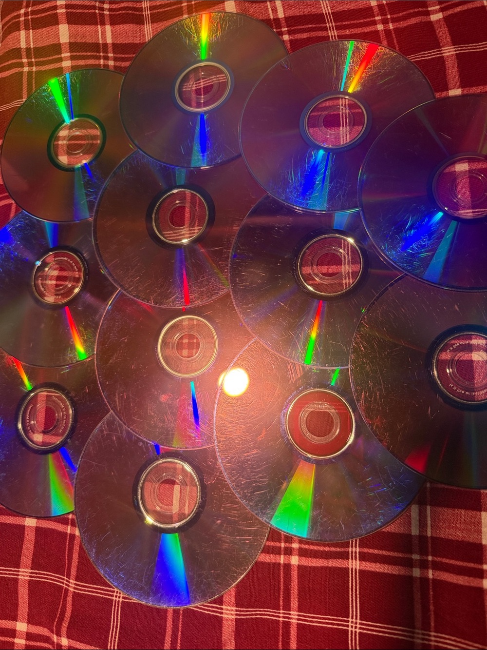 12 ct scratched CDs/DVDs Reflective Rainbow iridescence for crafts, art, diy